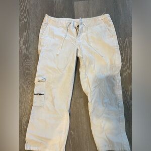 White Cropped Cargo Pants